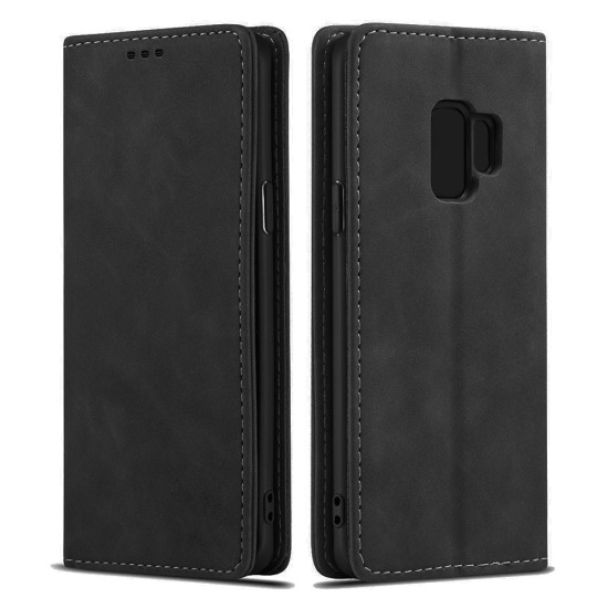 Capa de Couro com Bolso Interno para Samsung Galaxy S9 Plus Preto